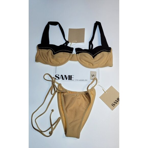 SAME Other - SAME Los Angeles Swim Bikini SeT  Top Underwire Western and Bottom Faux Suede S